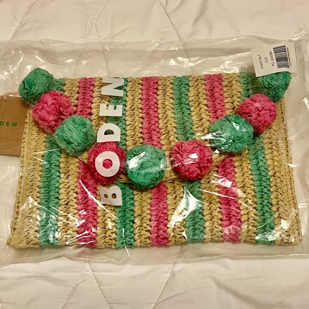 Boden Fringe Raffia Clutch
Pink/Green/Yellow - Picture 5 of 5